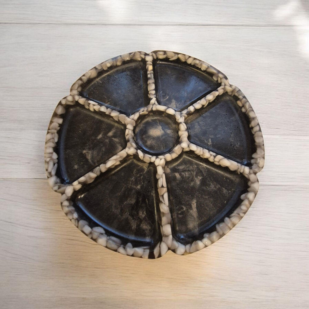 Handcrafted Marble Serving Dish with Sea Pebble Inserts