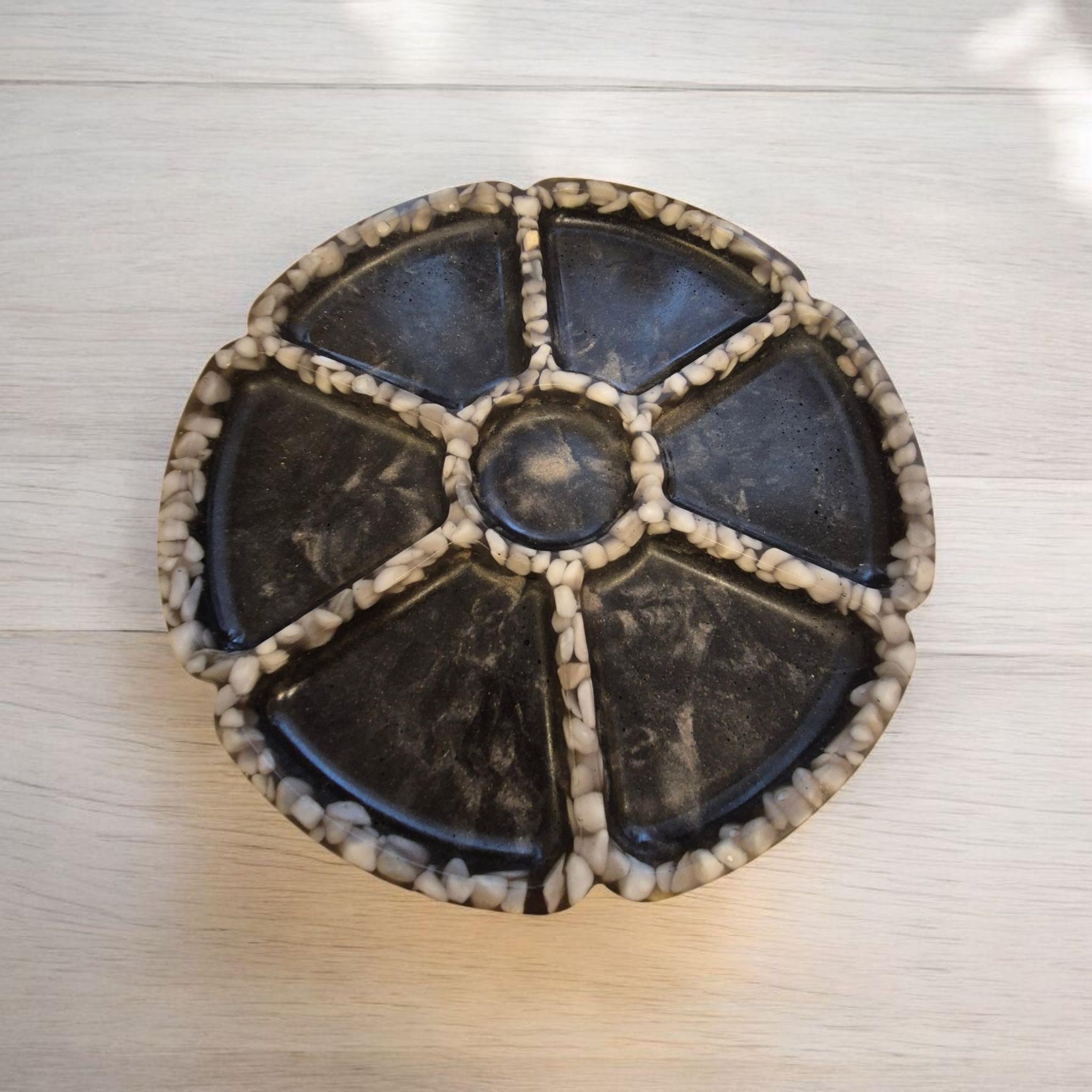 Handcrafted Marble Serving Dish with Sea Pebble Inserts