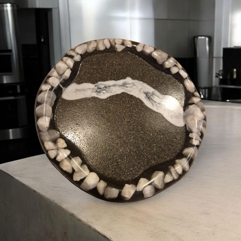 Handmade Marble Tray Set with Italian Sea Pebbles