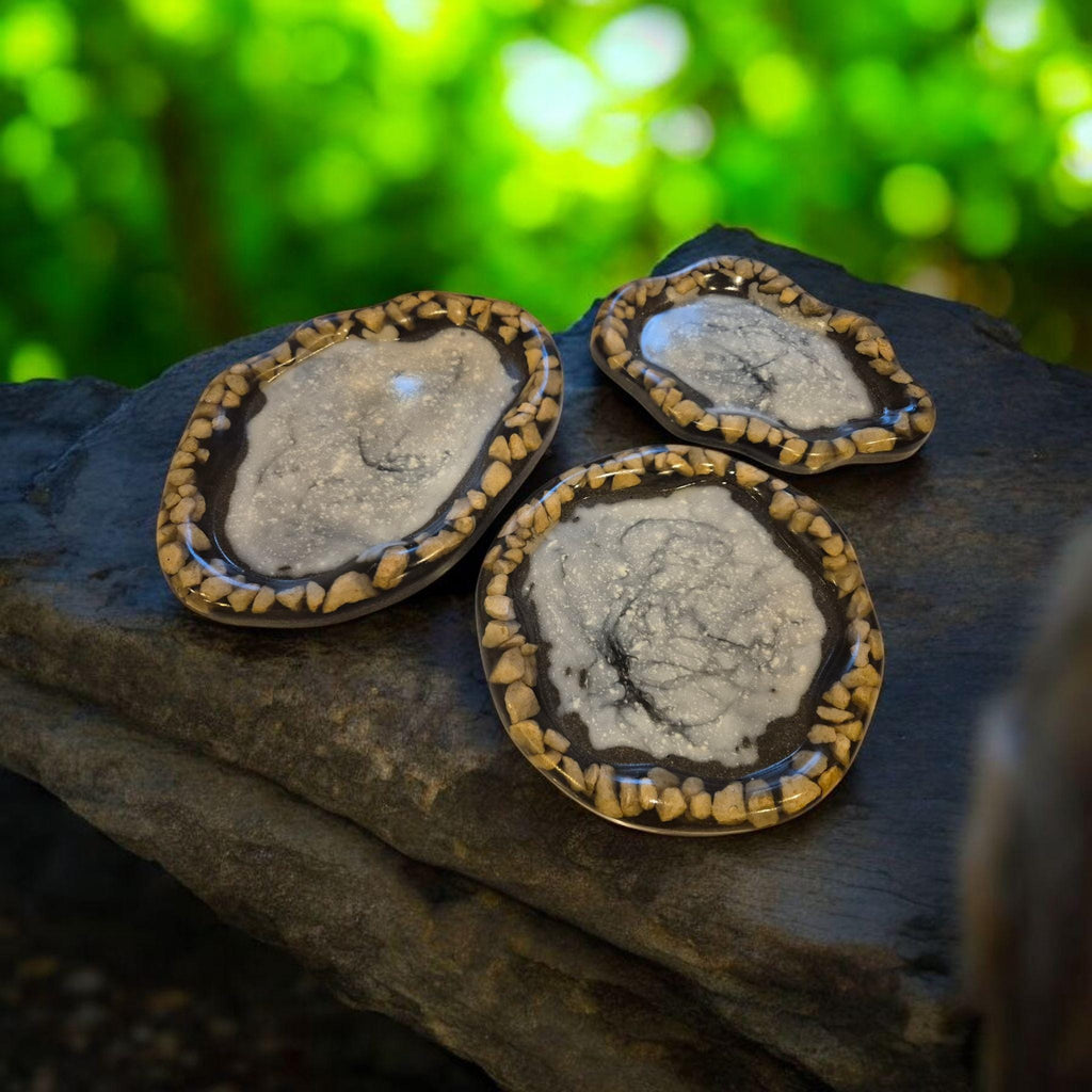 Handcrafted Tray Set with Marble Chips for Jewelry, Small Items