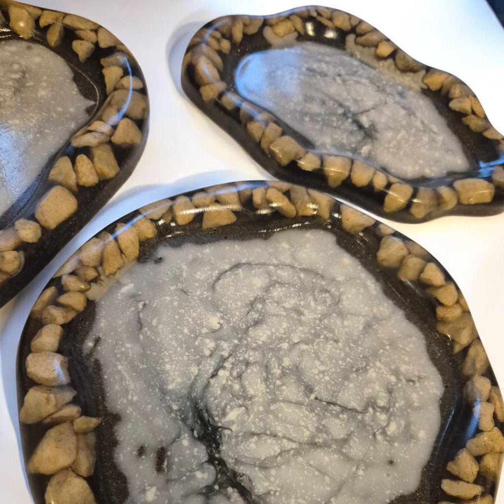 Handcrafted Tray Set with Marble Chips for Jewelry, Small Items