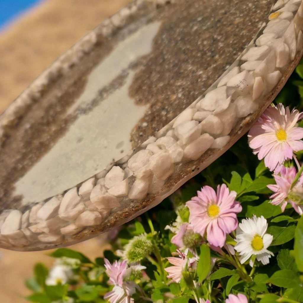 Handcrafted storage tray with marble chip inserts
