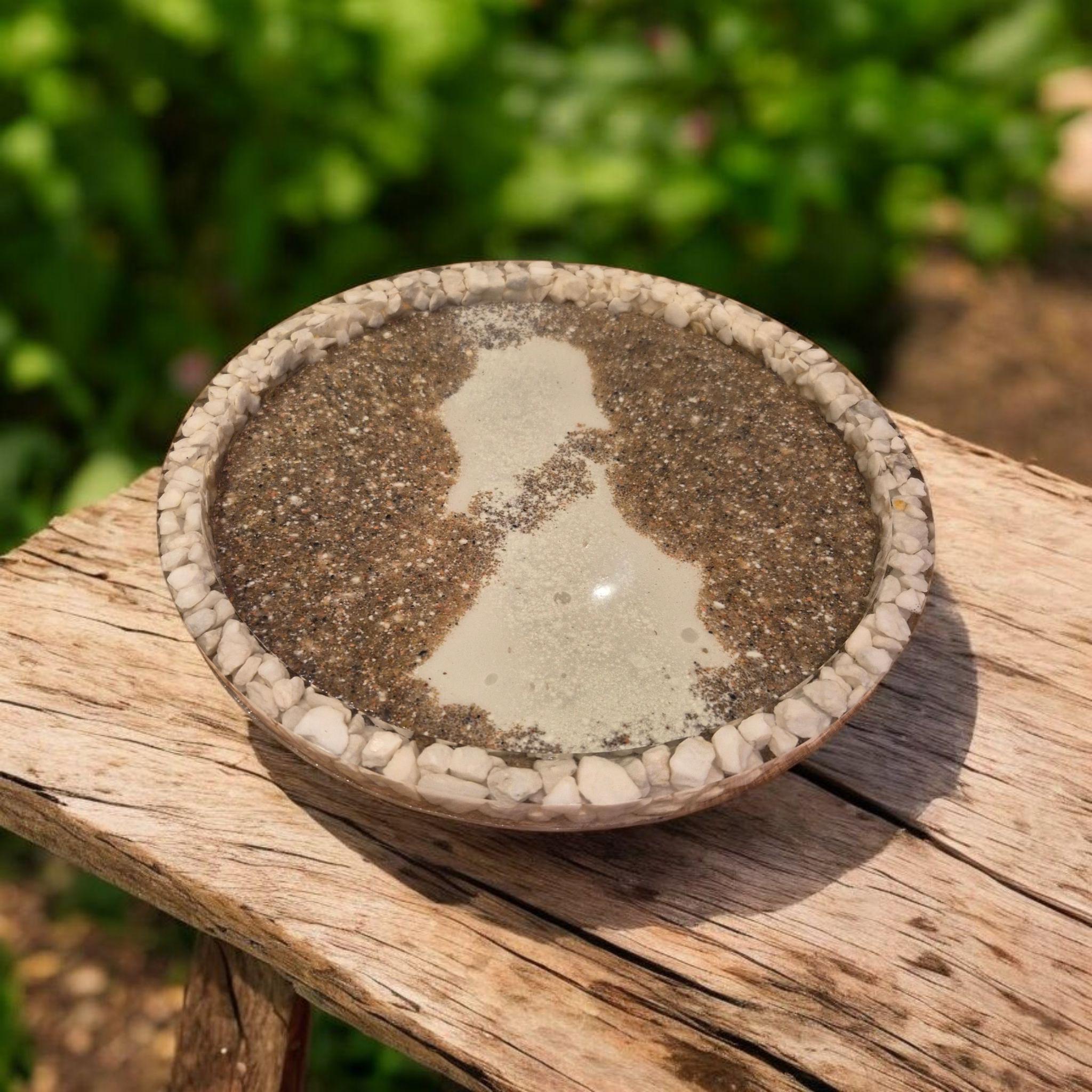Handcrafted storage tray with marble chip inserts