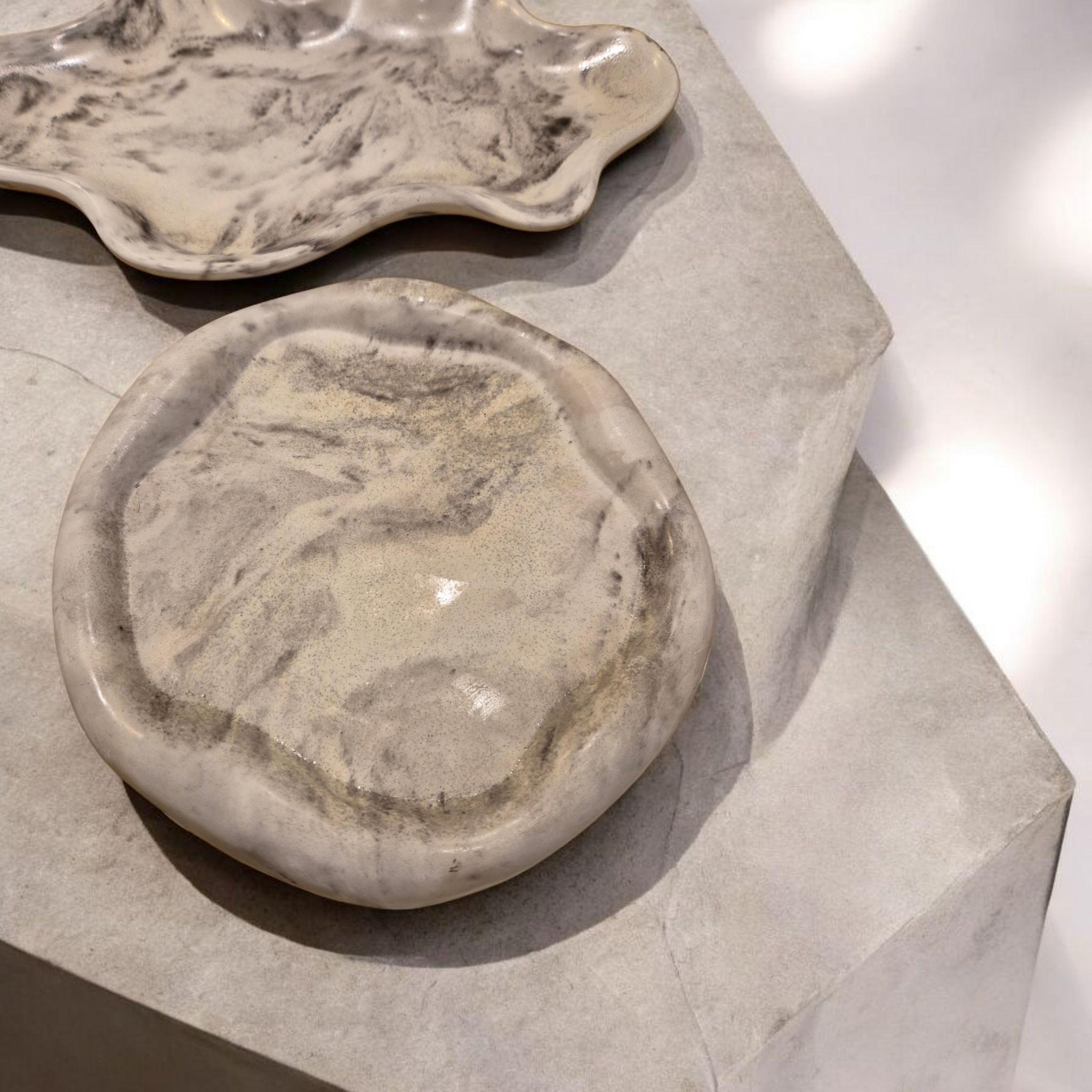 Handmade Marble Look Tray Set | Concrete Jewelry Dish