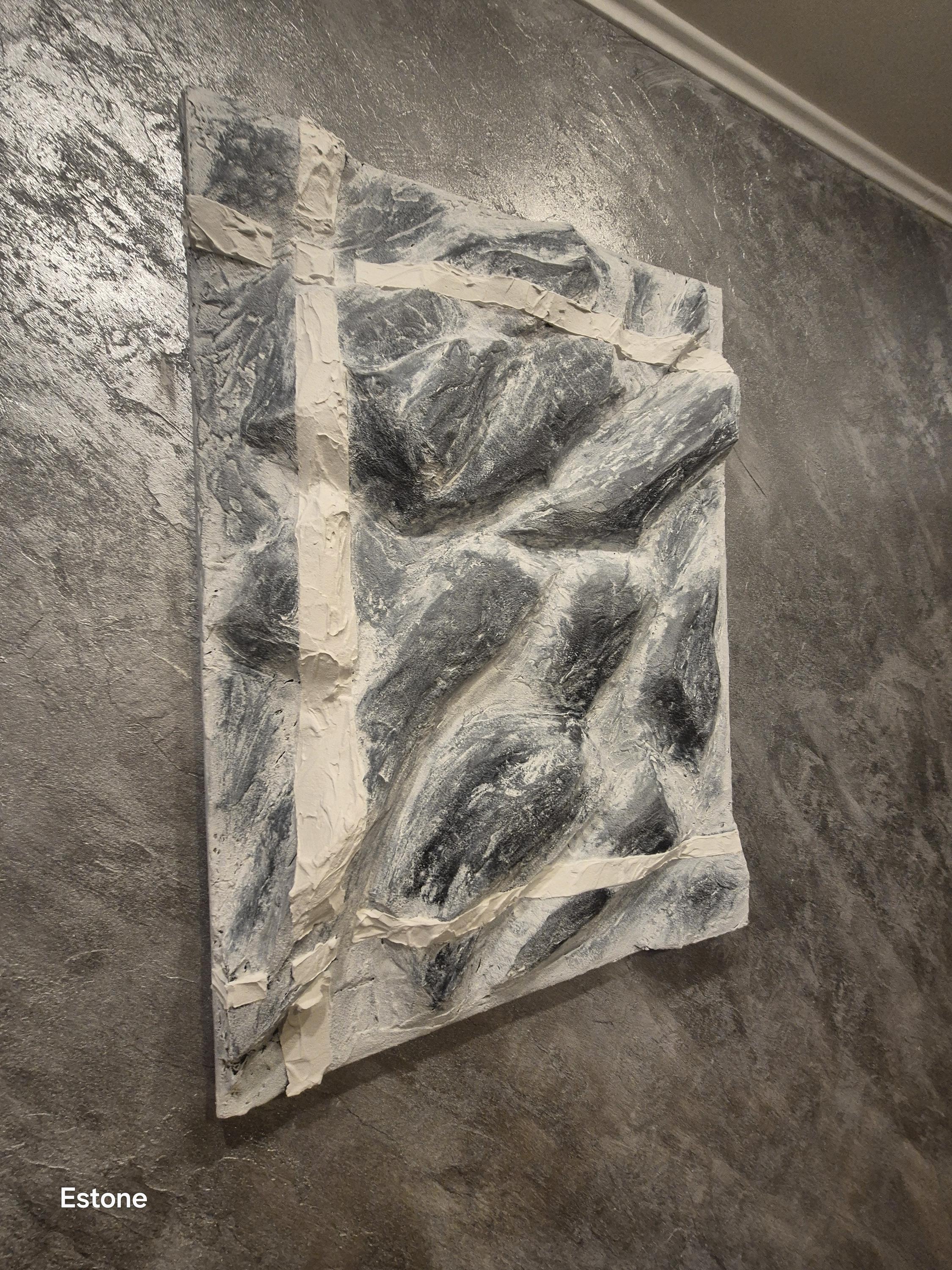 Textured Abstract Wall Art - Concrete Painting on Canvas, Modern Home Decor, Handmade 80x60 cm