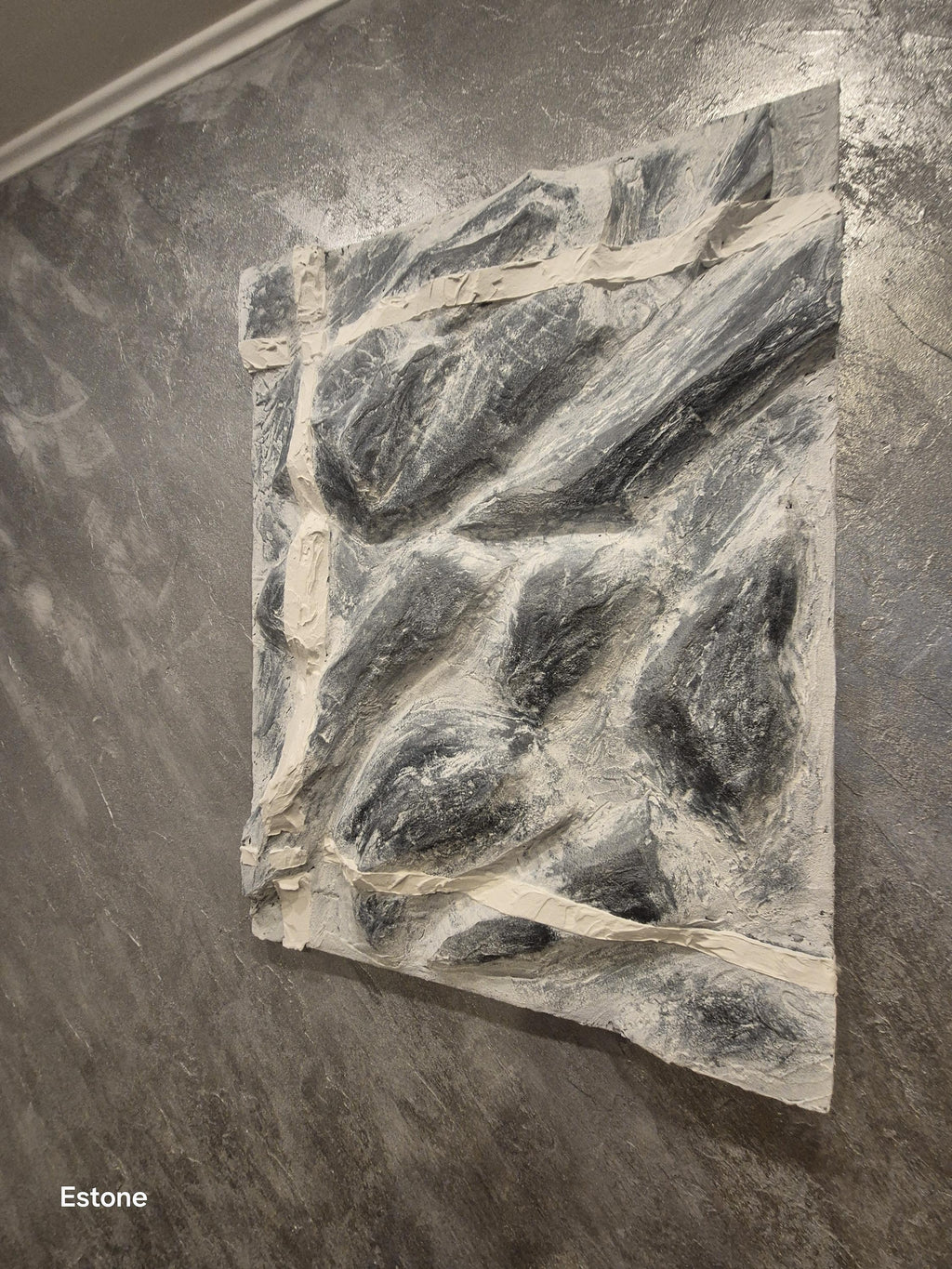 Textured Abstract Wall Art - Concrete Painting on Canvas, Modern Home Decor, Handmade 80x60 cm