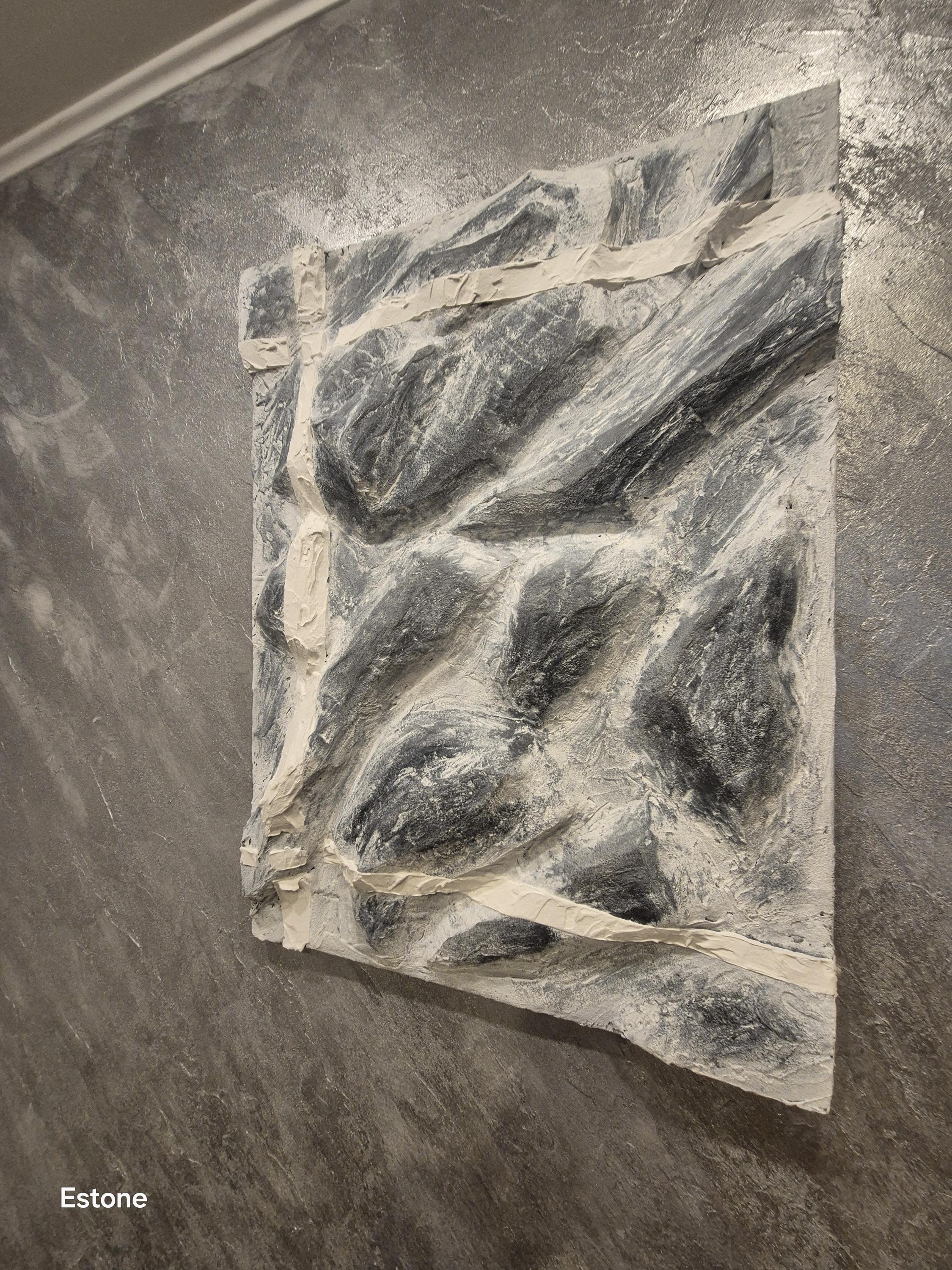 Textured Abstract Wall Art - Concrete Painting on Canvas, Modern Home Decor, Handmade 80x60 cm