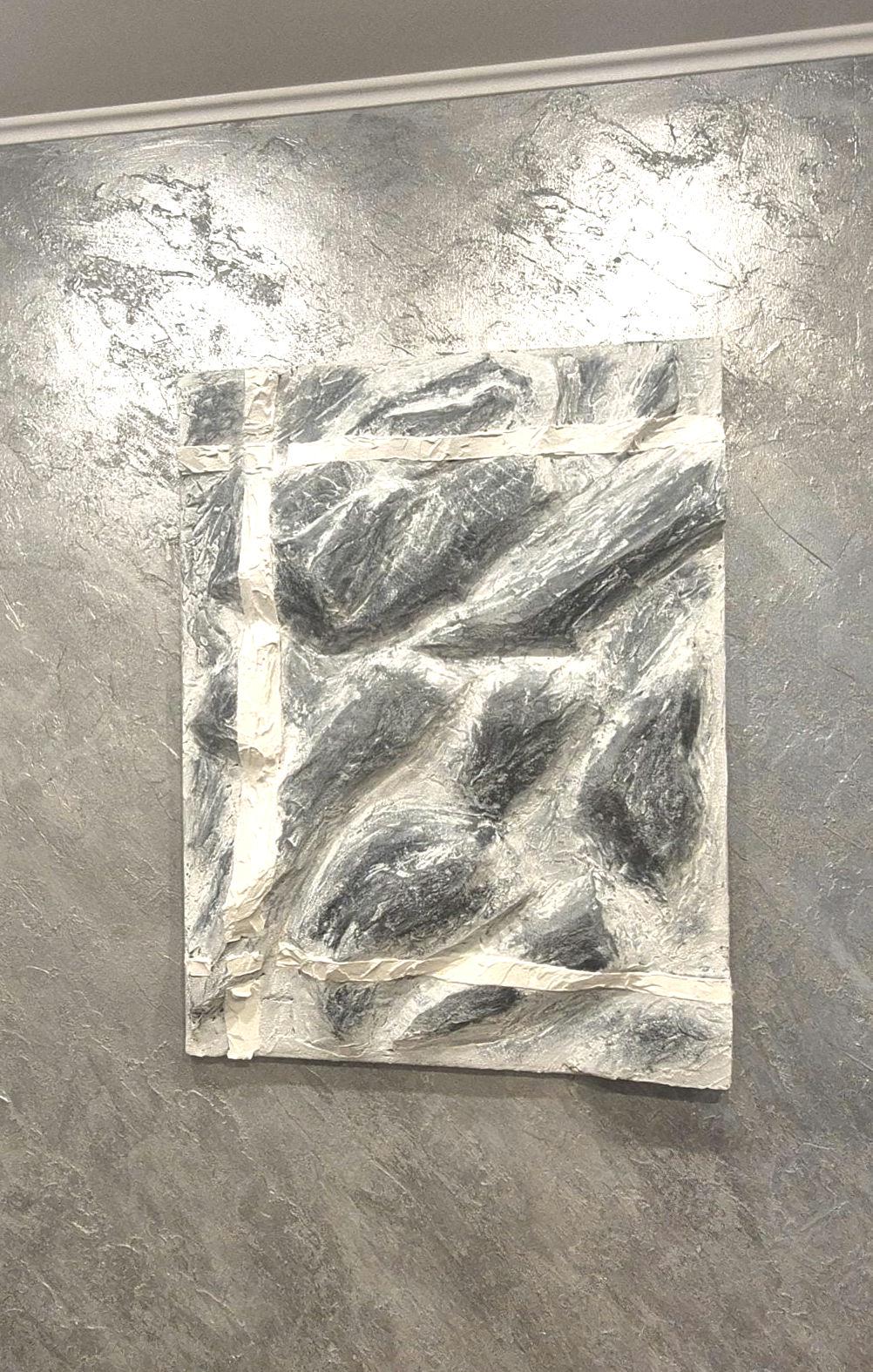 Textured Abstract Wall Art - Concrete Painting on Canvas, Modern Home Decor, Handmade 80x60 cm