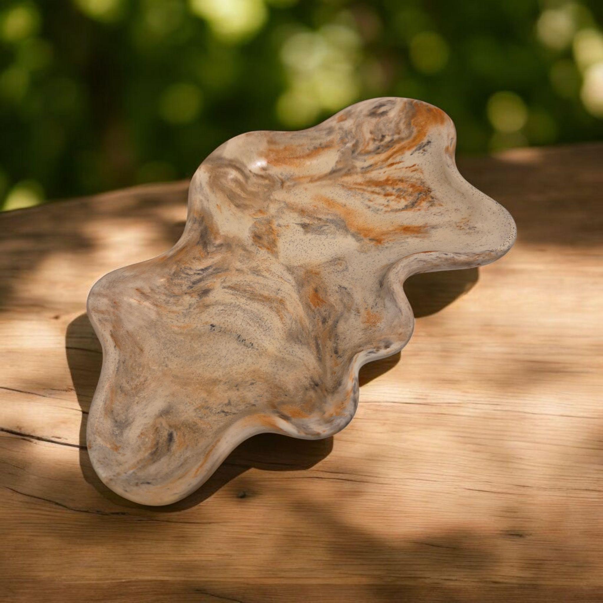 Handmade Marble Look Tray Set | Concrete Jewelry Dish. 3 items