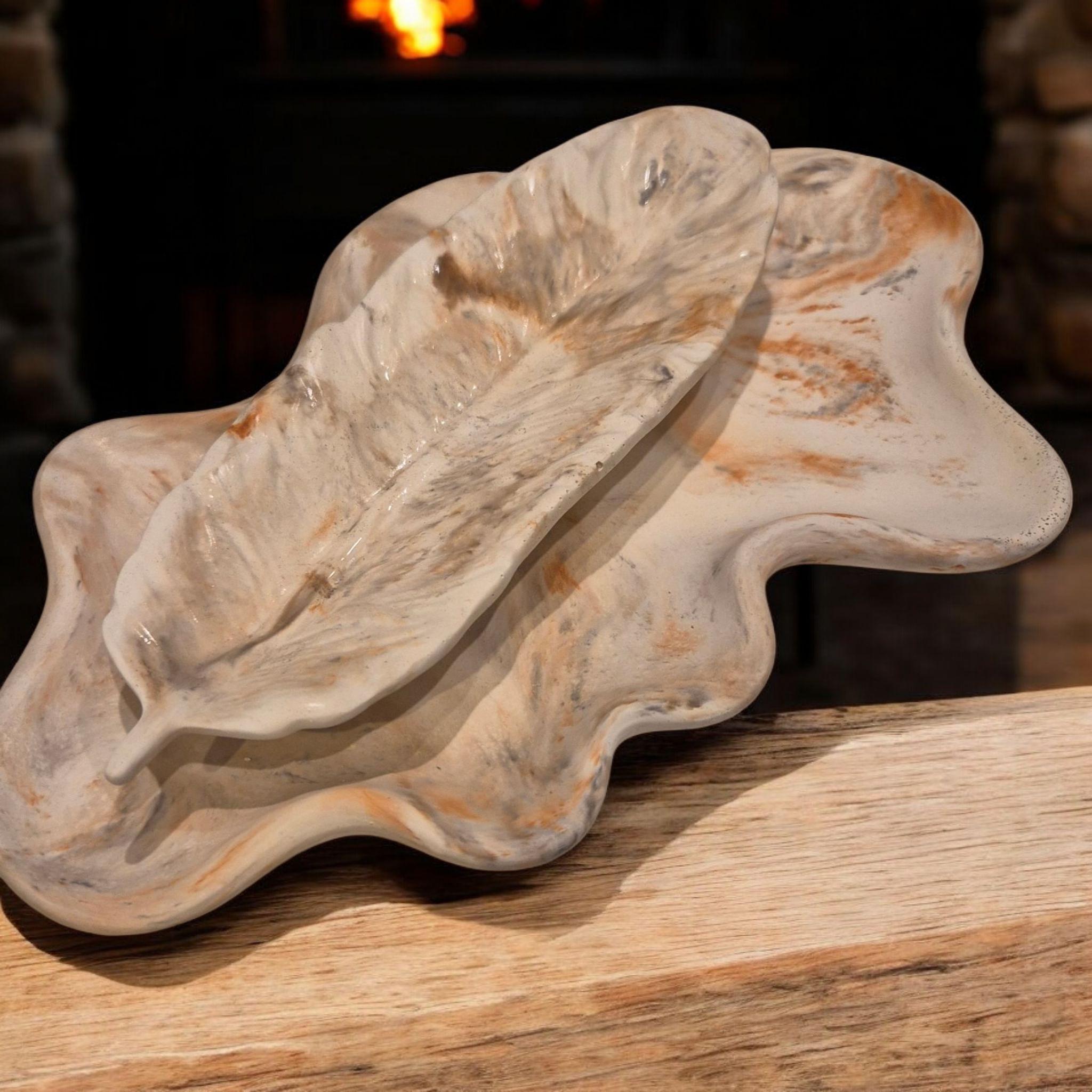 Handmade Marble Look Tray Set | Concrete Jewelry Dish. 3 items