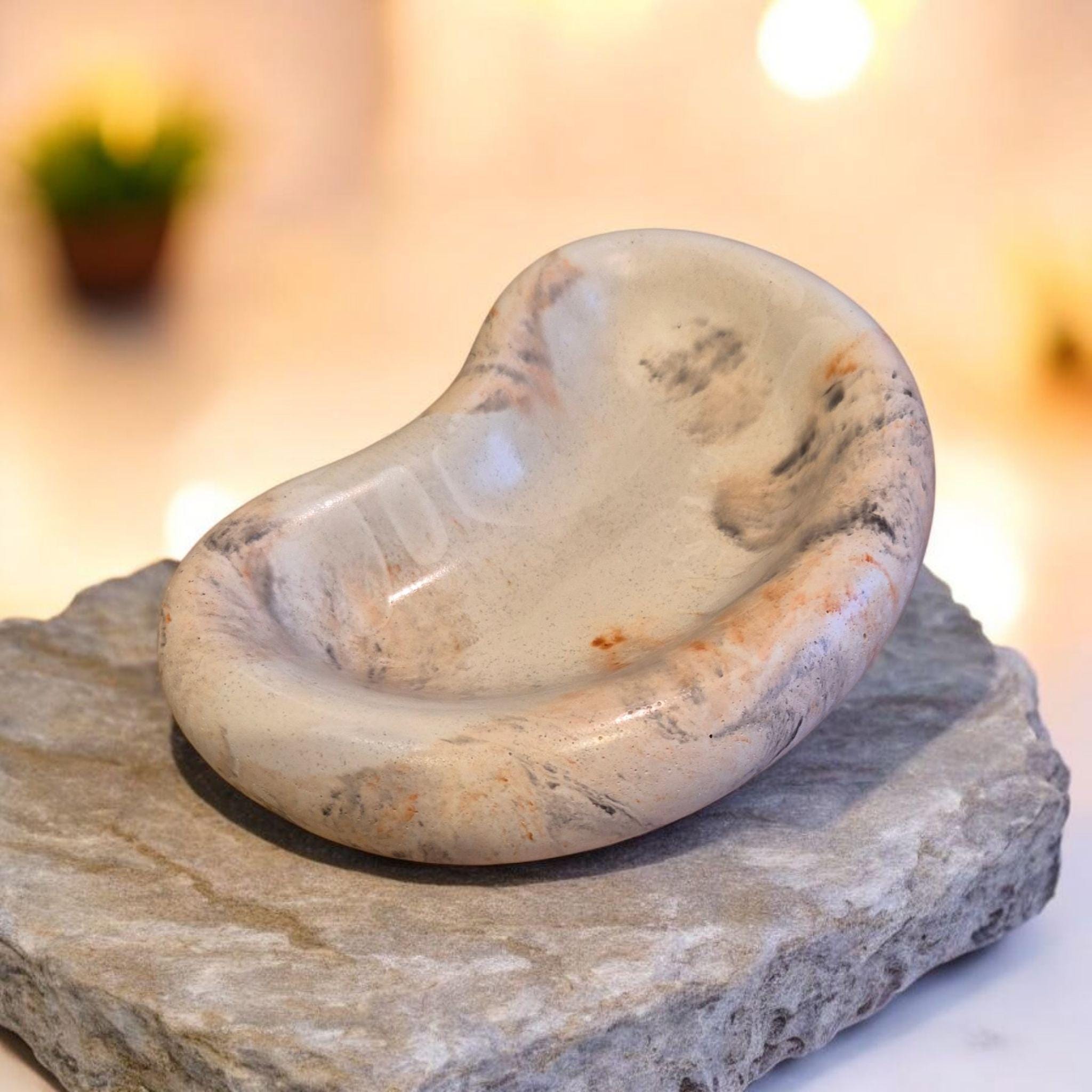 Handmade Marble Look Tray Set | Concrete Jewelry Dish. 3 items