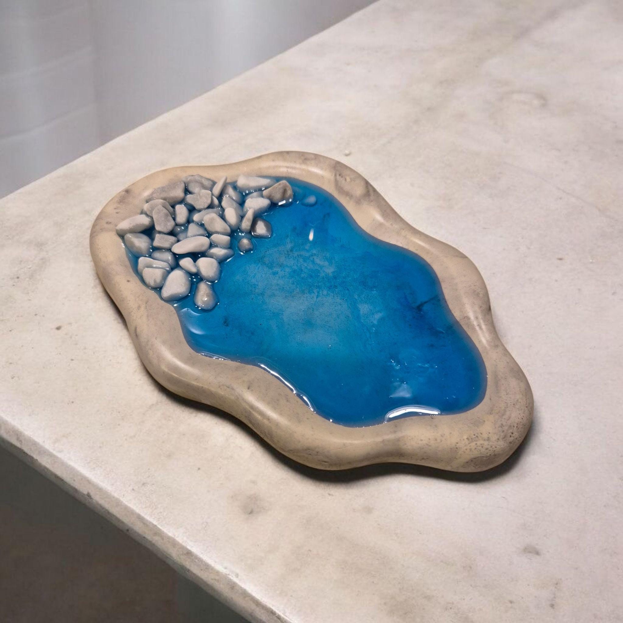 Handcrafted Tray Set with Marble Chips for Jewelry, Small Items