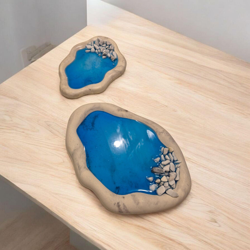 Handcrafted Tray Set with Marble Chips for Jewelry, Small Items