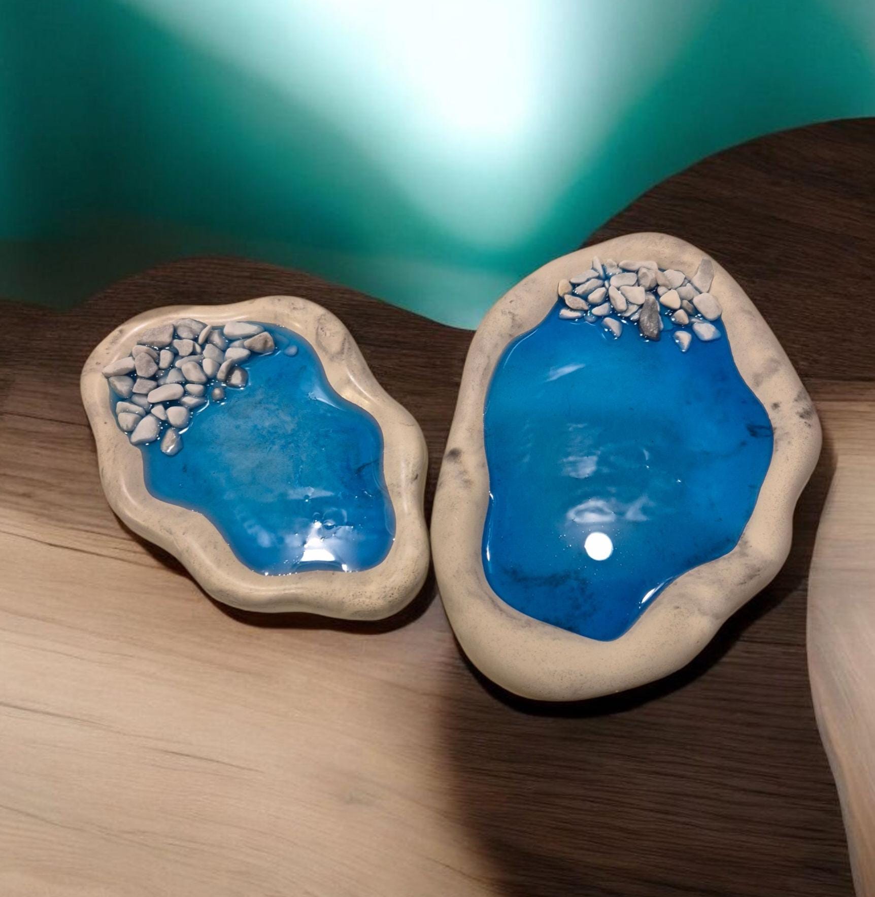 Handcrafted Tray Set with Marble Chips for Jewelry, Small Items