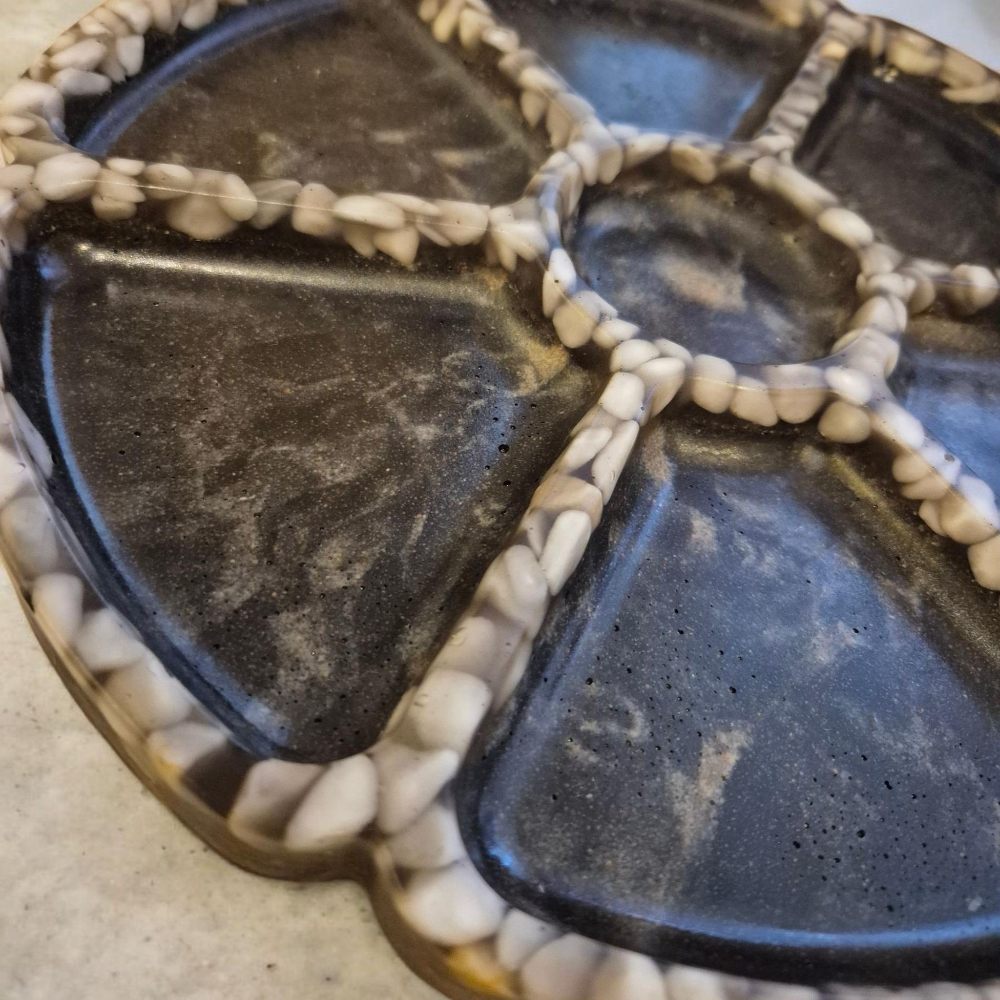 Handcrafted Marble Serving Dish with Sea Pebble Inserts