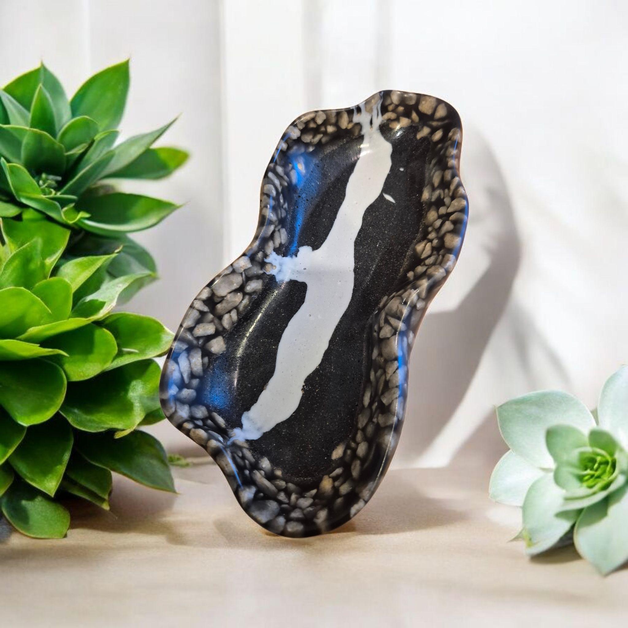 Handmade Marble Chip Tray and Cutting Board Set