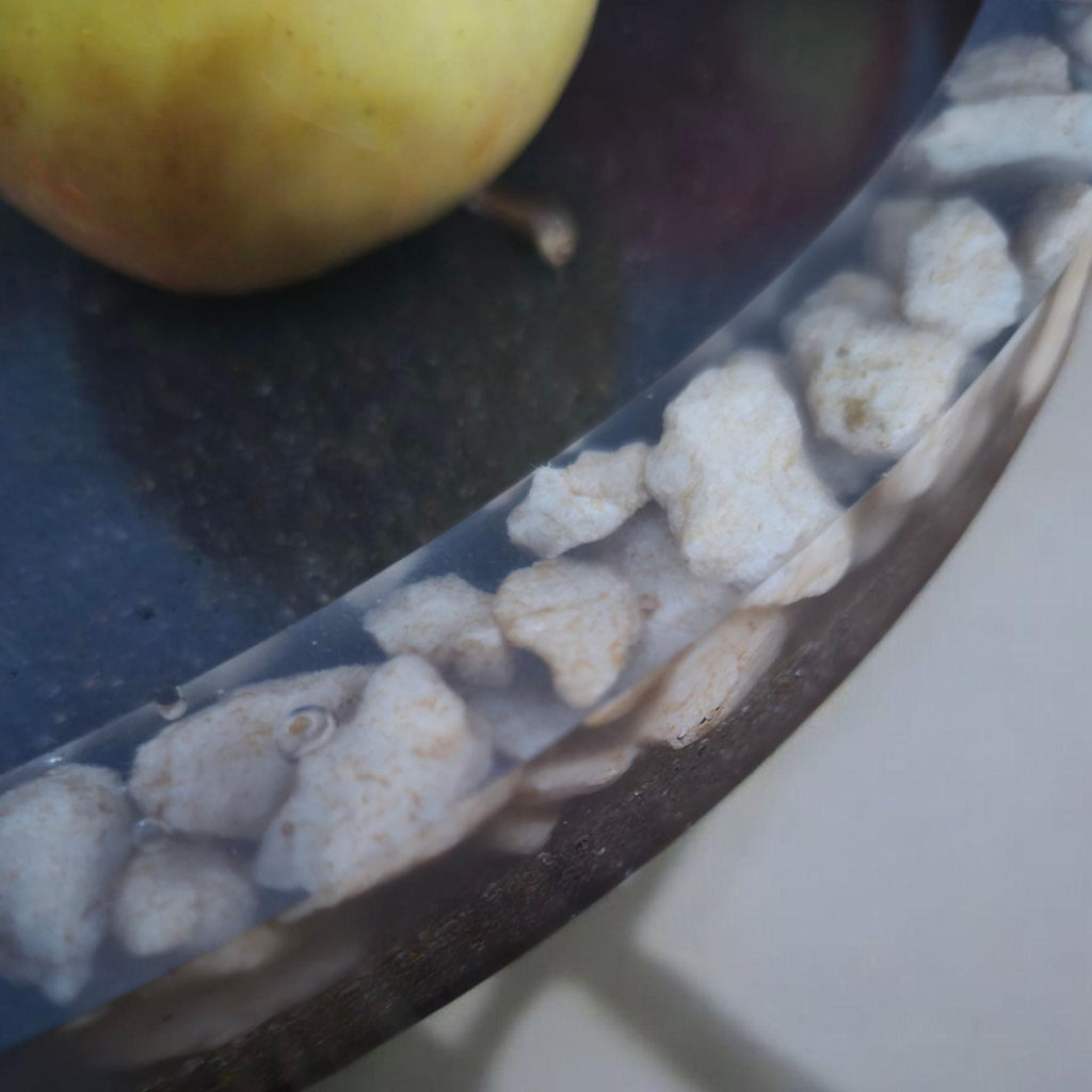 Handcrafted storage tray with marble chip inserts