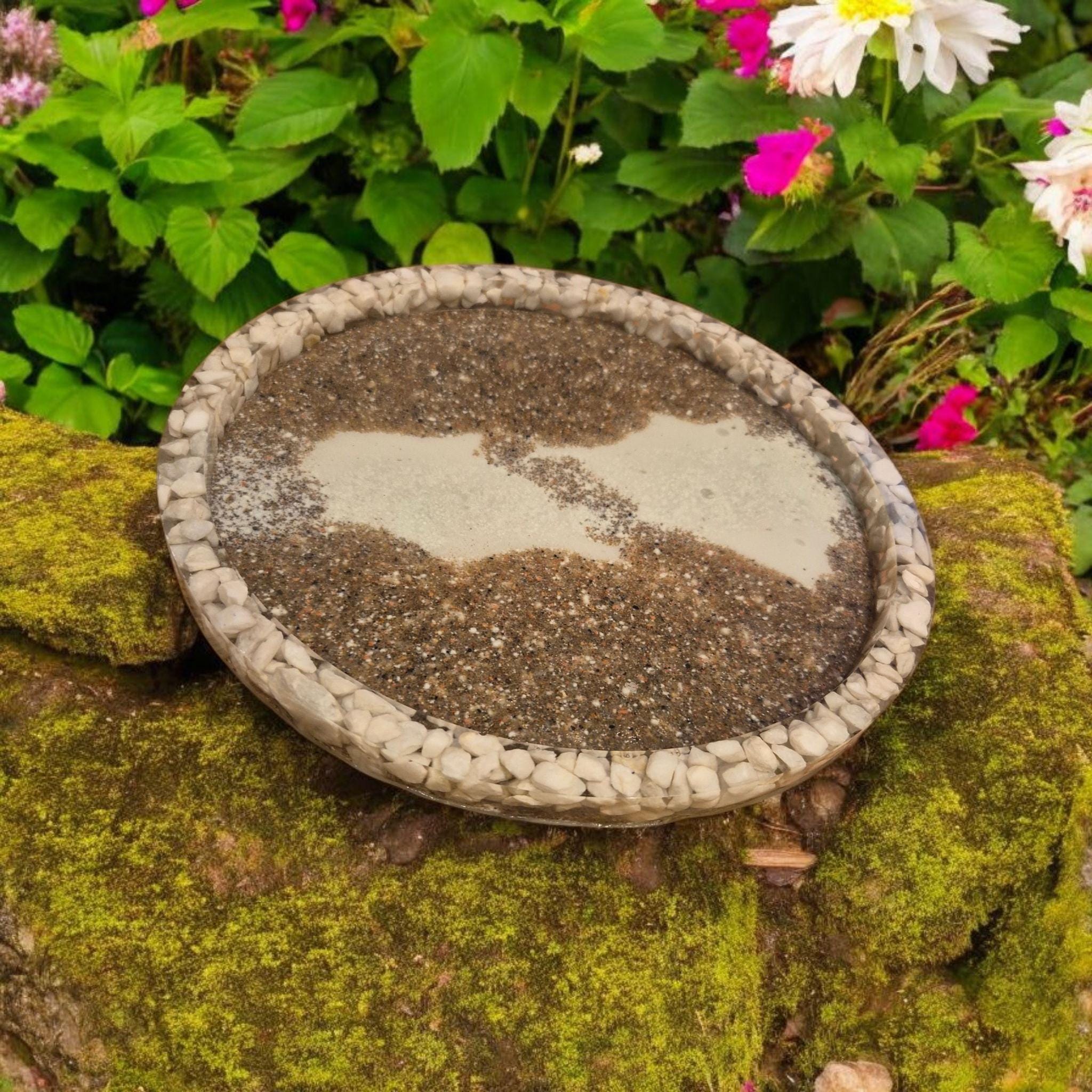 Handcrafted storage tray with marble chip inserts