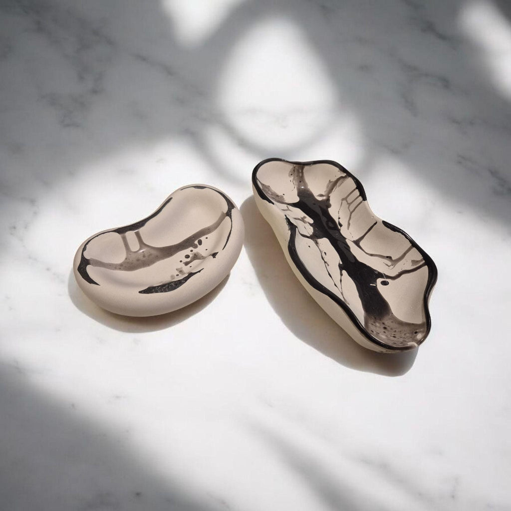 Polymer Concrete Decorative Tray Set - Handmade Epoxy Resin Dishes