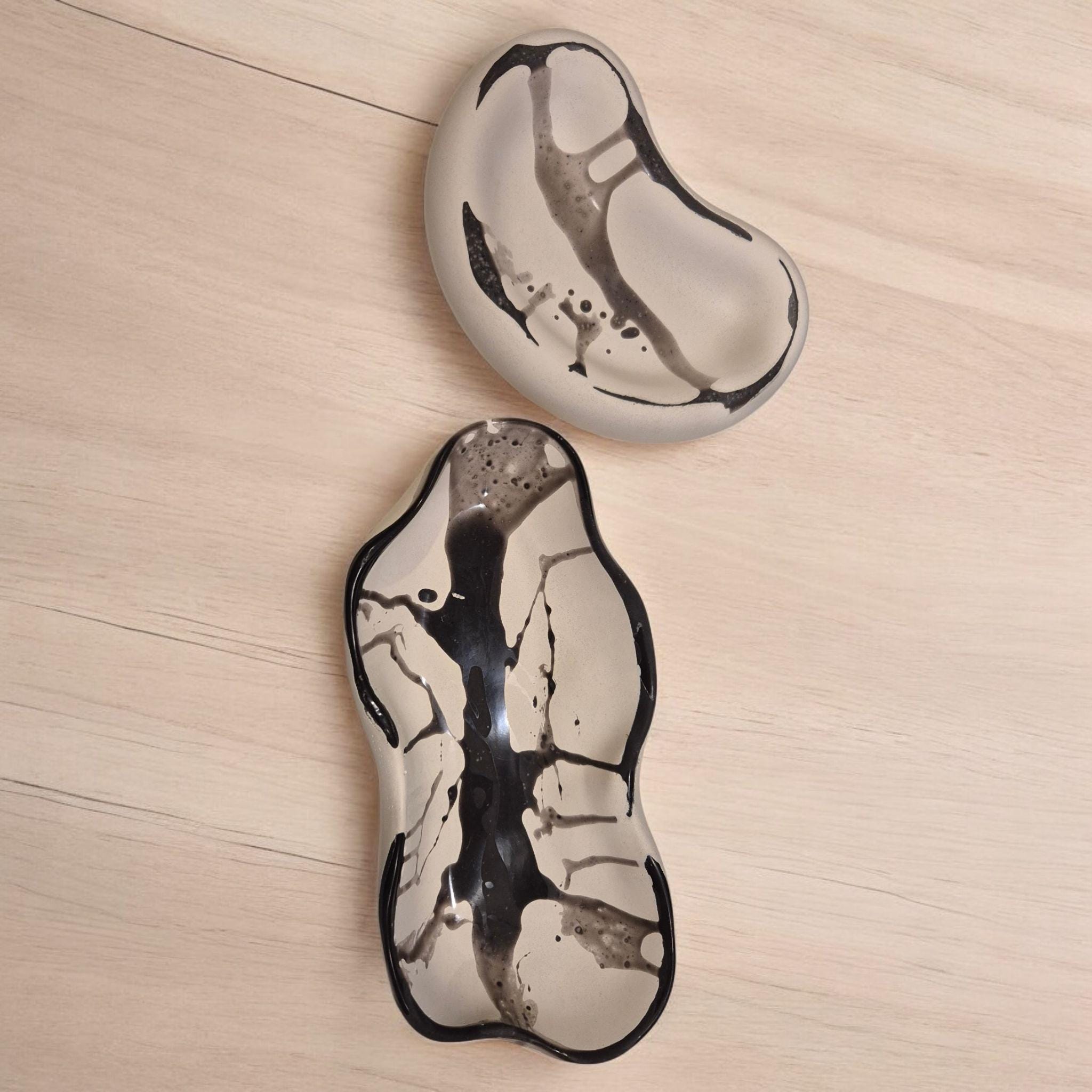 Polymer Concrete Decorative Tray Set - Handmade Epoxy Resin Dishes