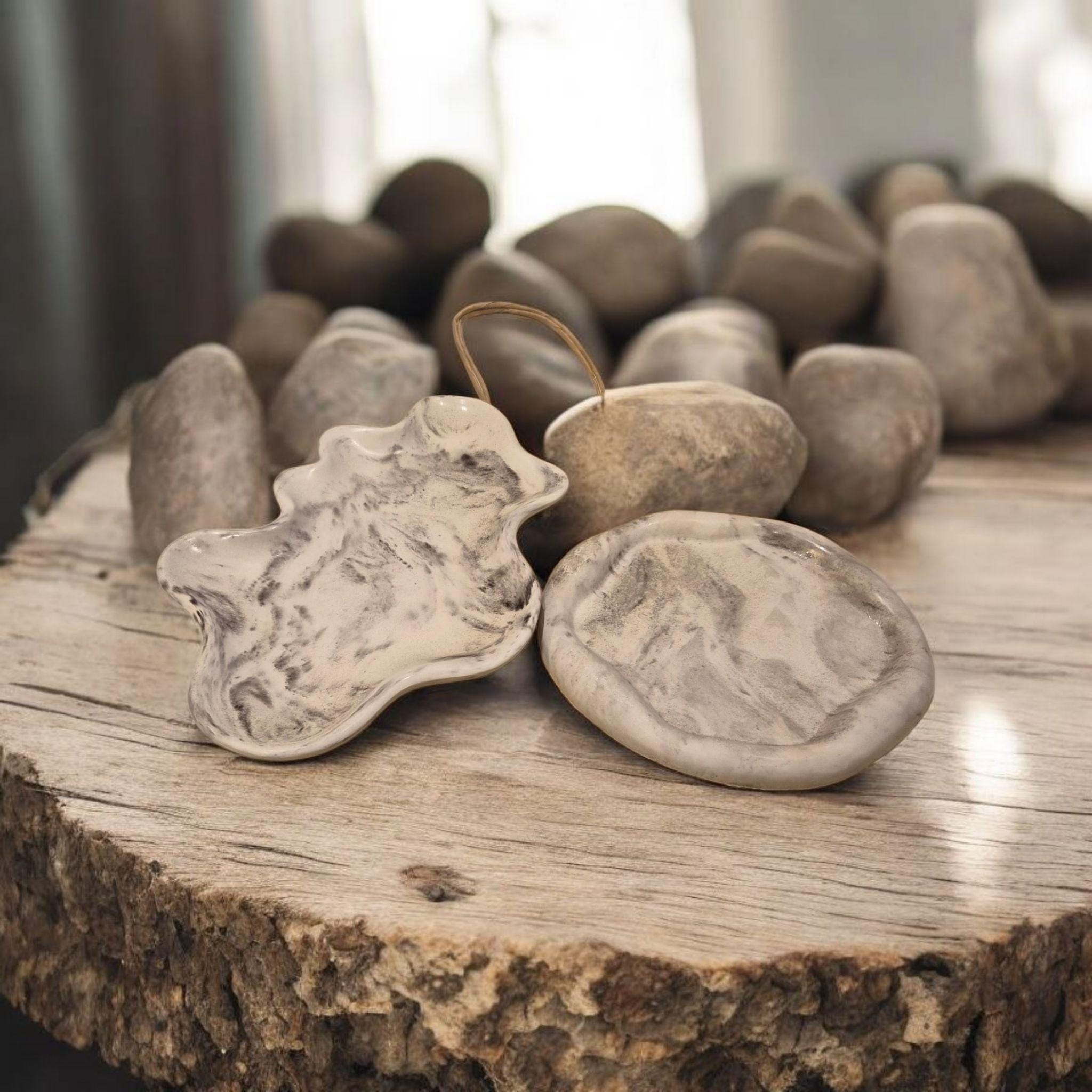 Handmade Marble Look Tray Set | Concrete Jewelry Dish