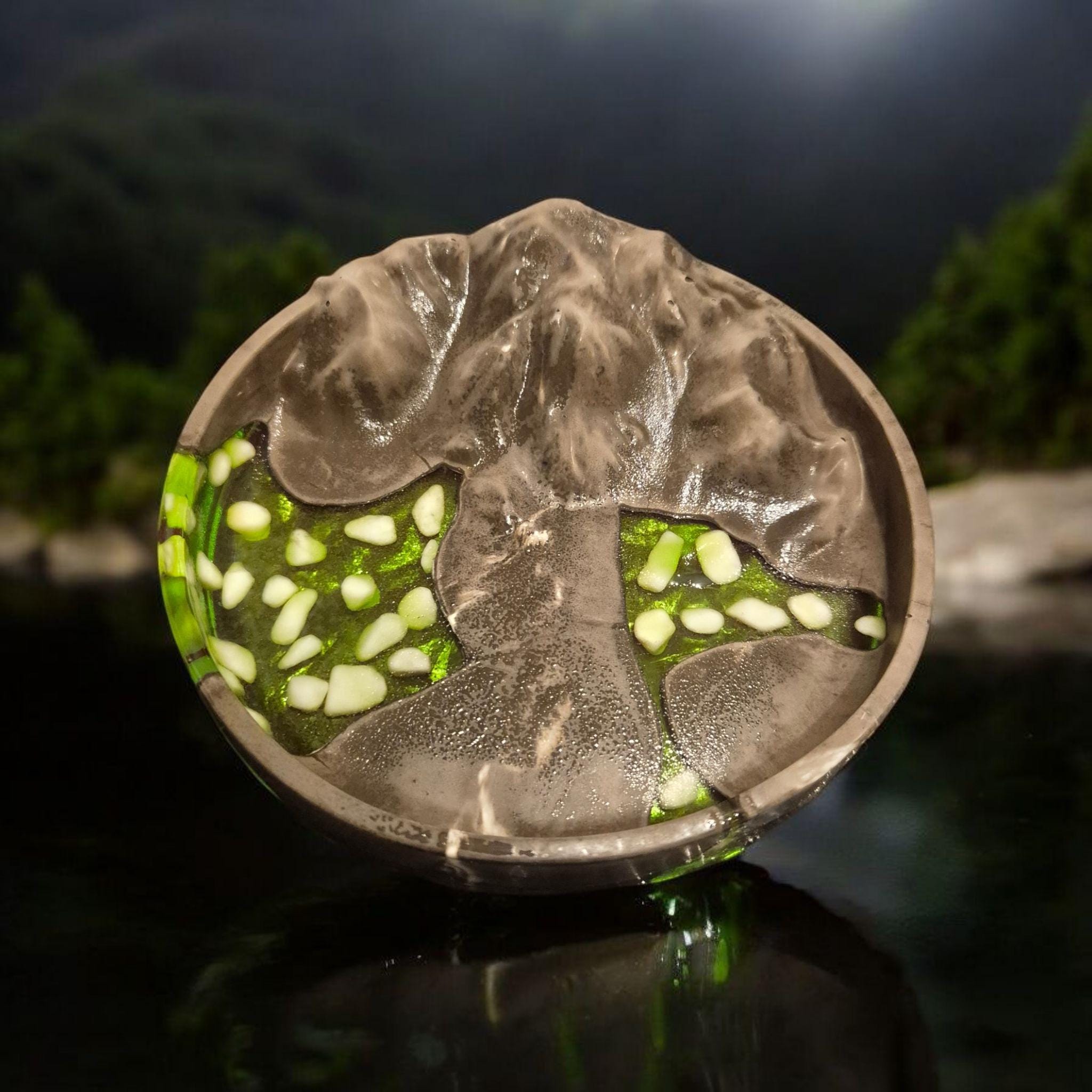 Handcrafted Marble Stone Tray Set, Gold Glass Jewelry Holder