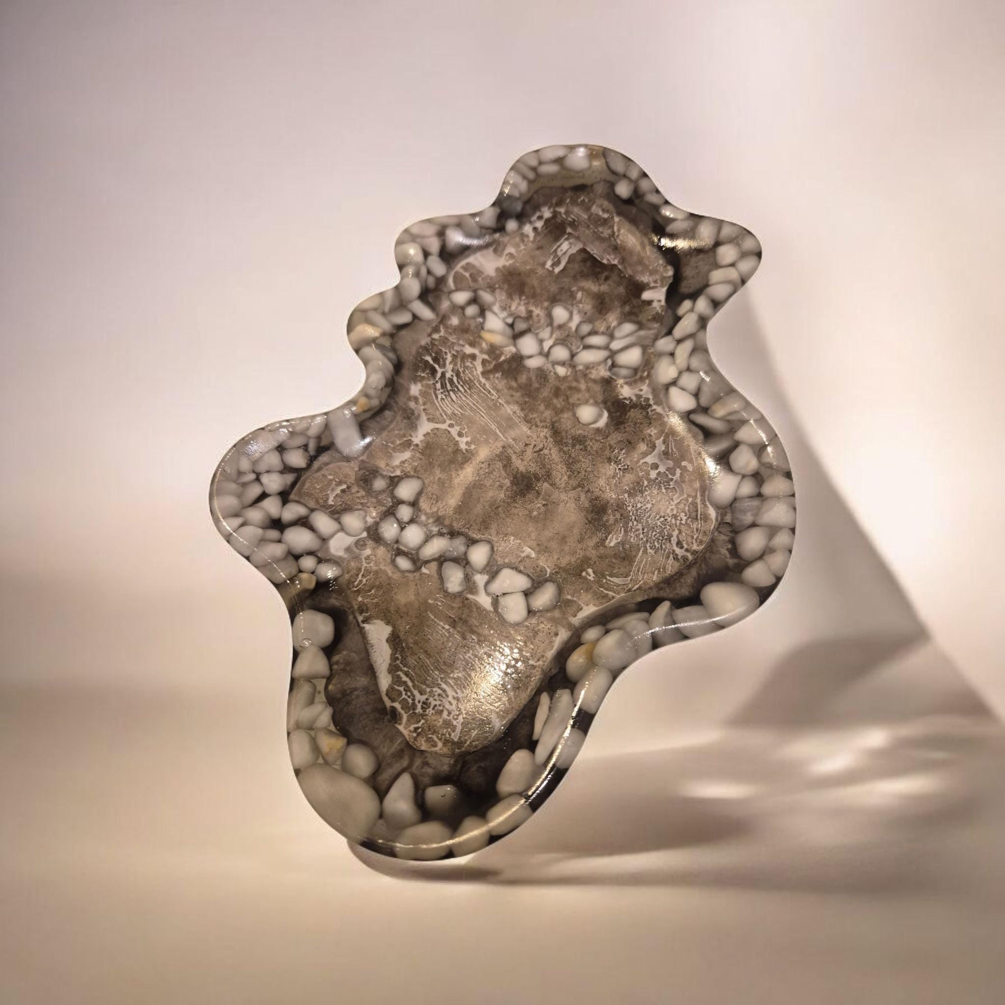 Handcrafted marble-effect tray with a unique wavy design - elegant, modern, and one of a kind.