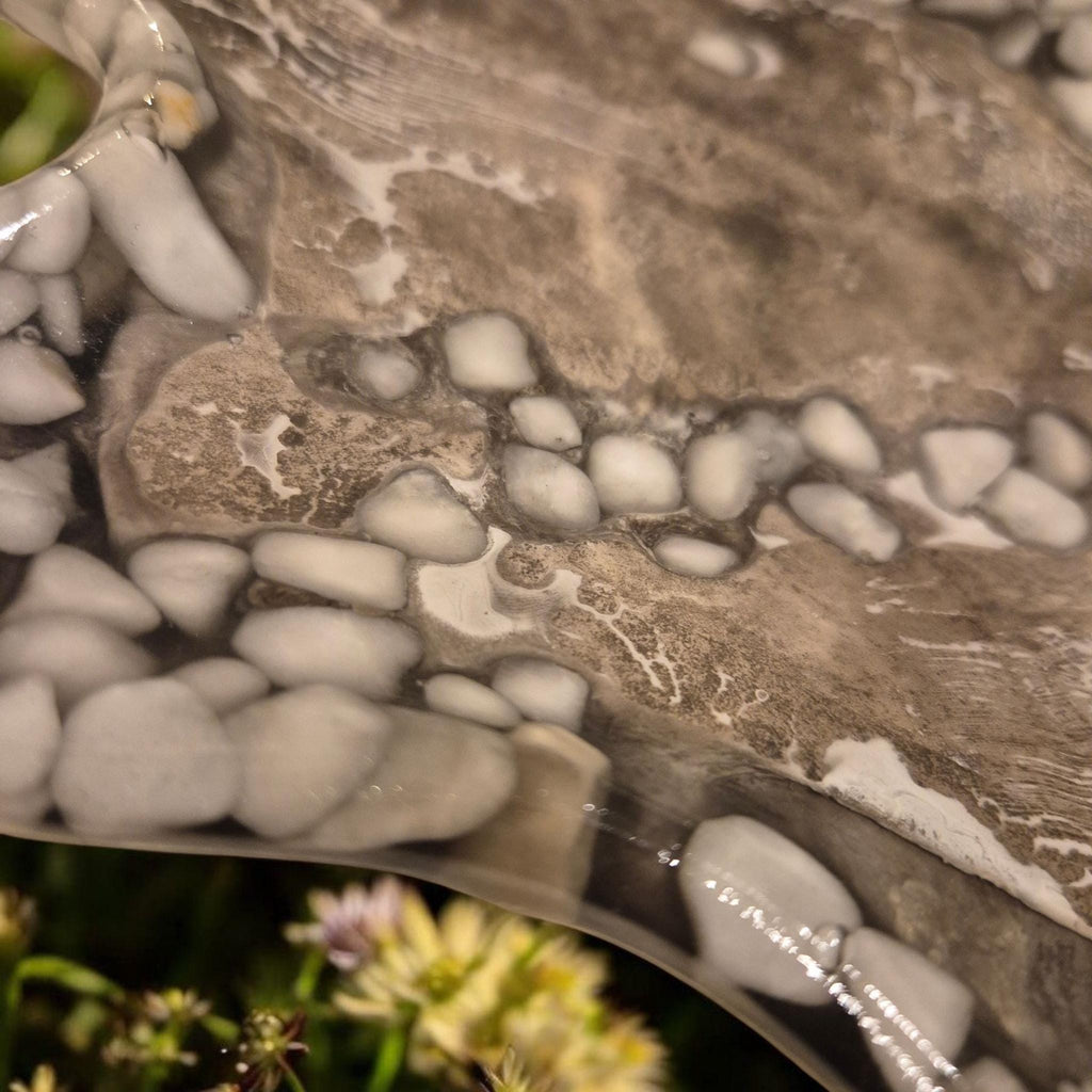 Handcrafted marble-effect tray with a unique wavy design - elegant, modern, and one of a kind.