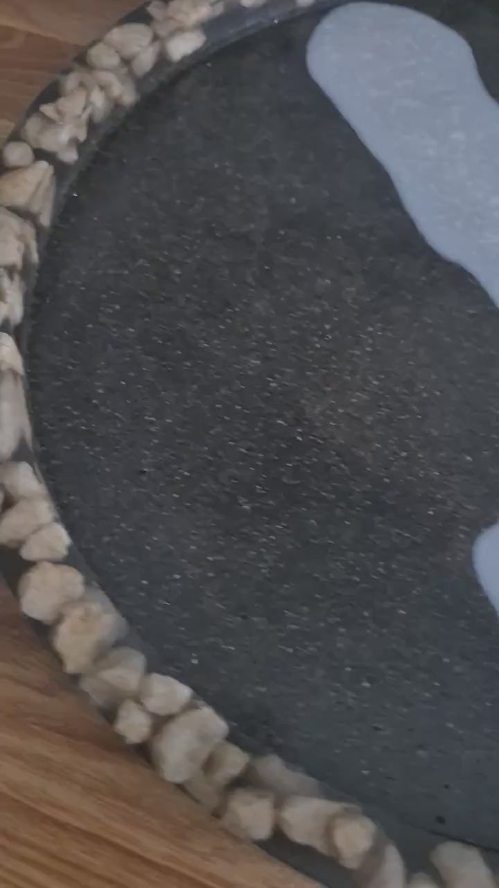 Handcrafted storage tray with marble chip inserts