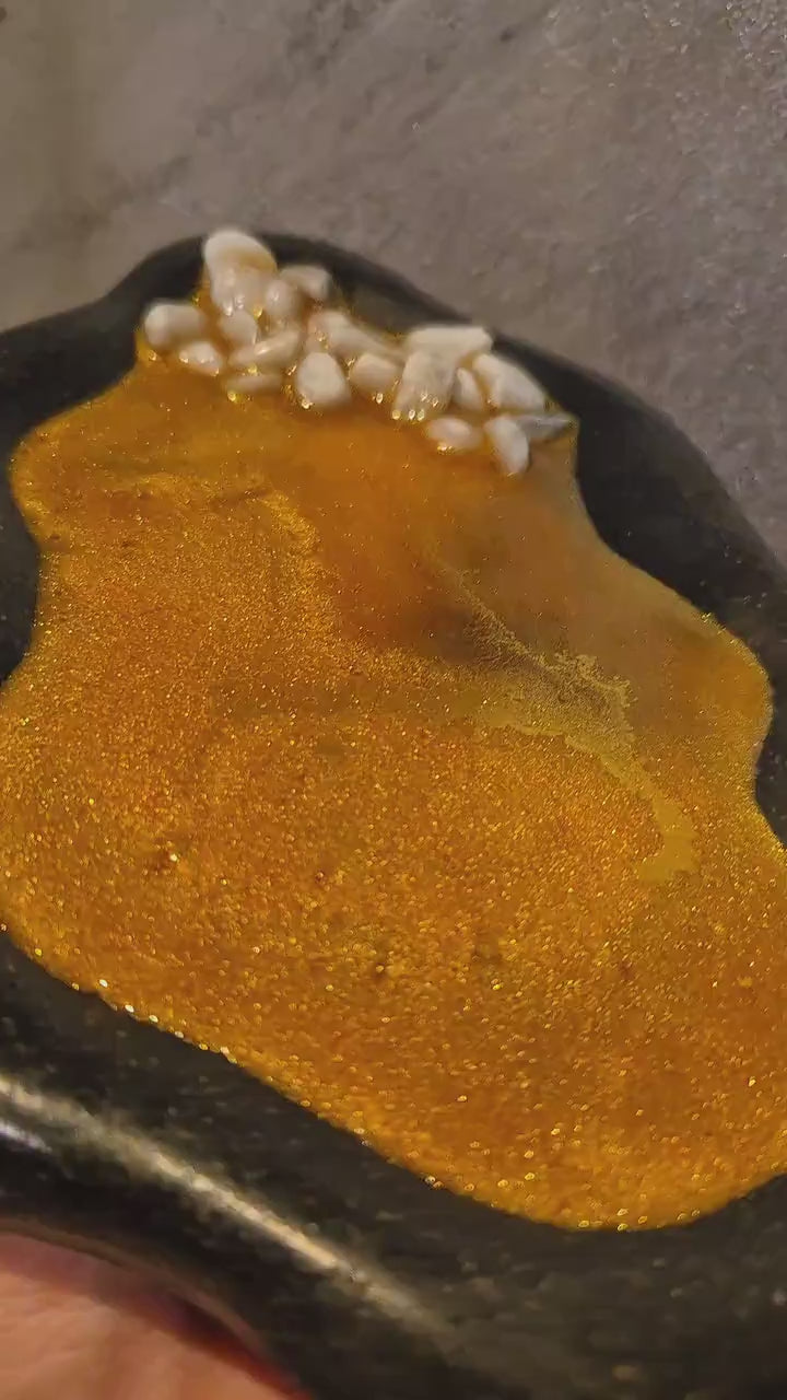 Handcrafted Marble Stone Tray Set, Gold Glass Jewelry Holder