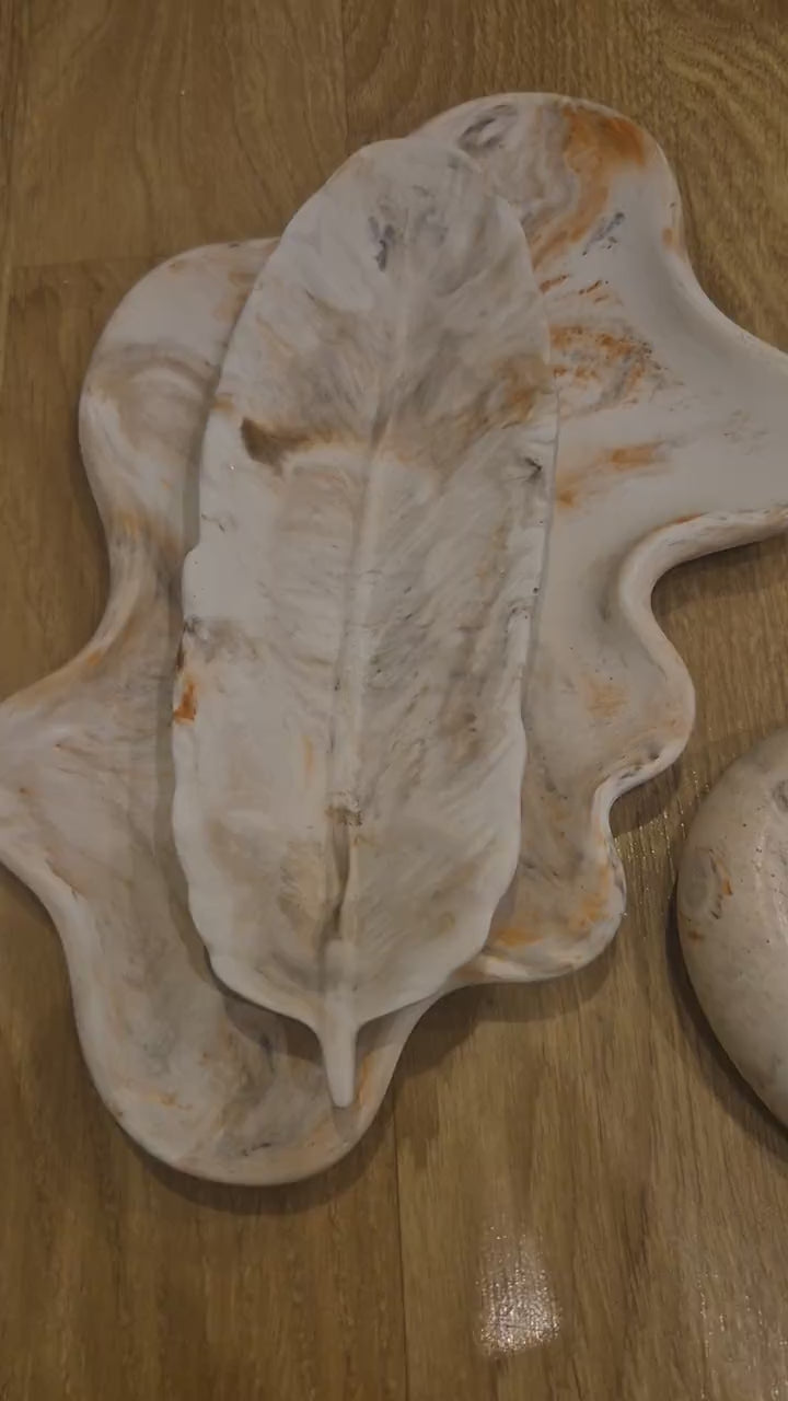 Handmade Marble Look Tray Set | Concrete Jewelry Dish. 3 items