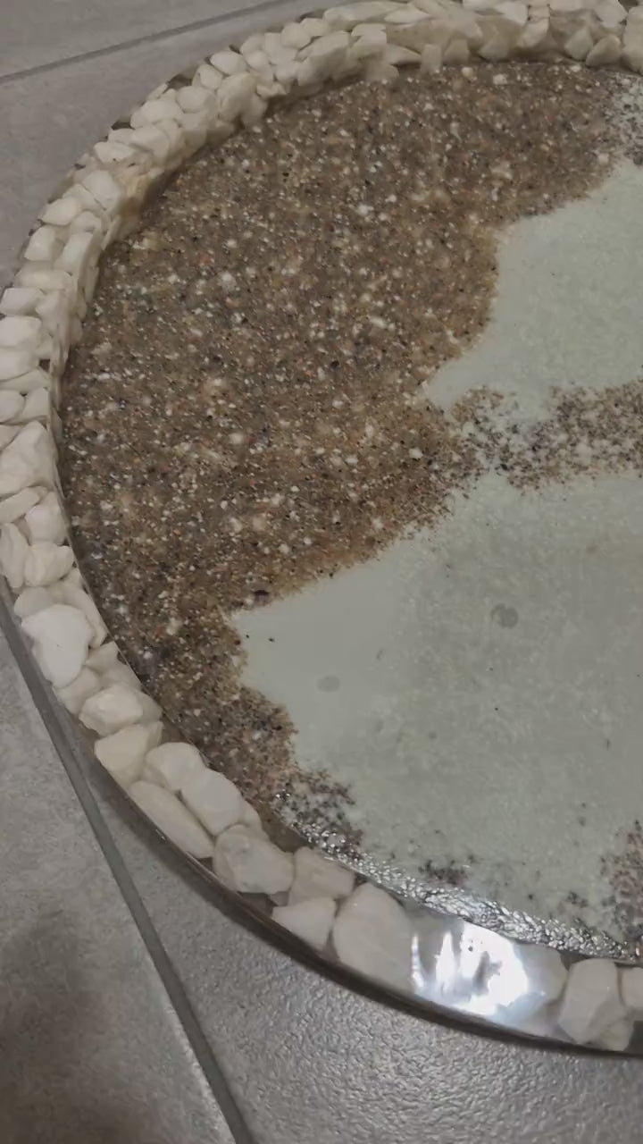 Handcrafted storage tray with marble chip inserts