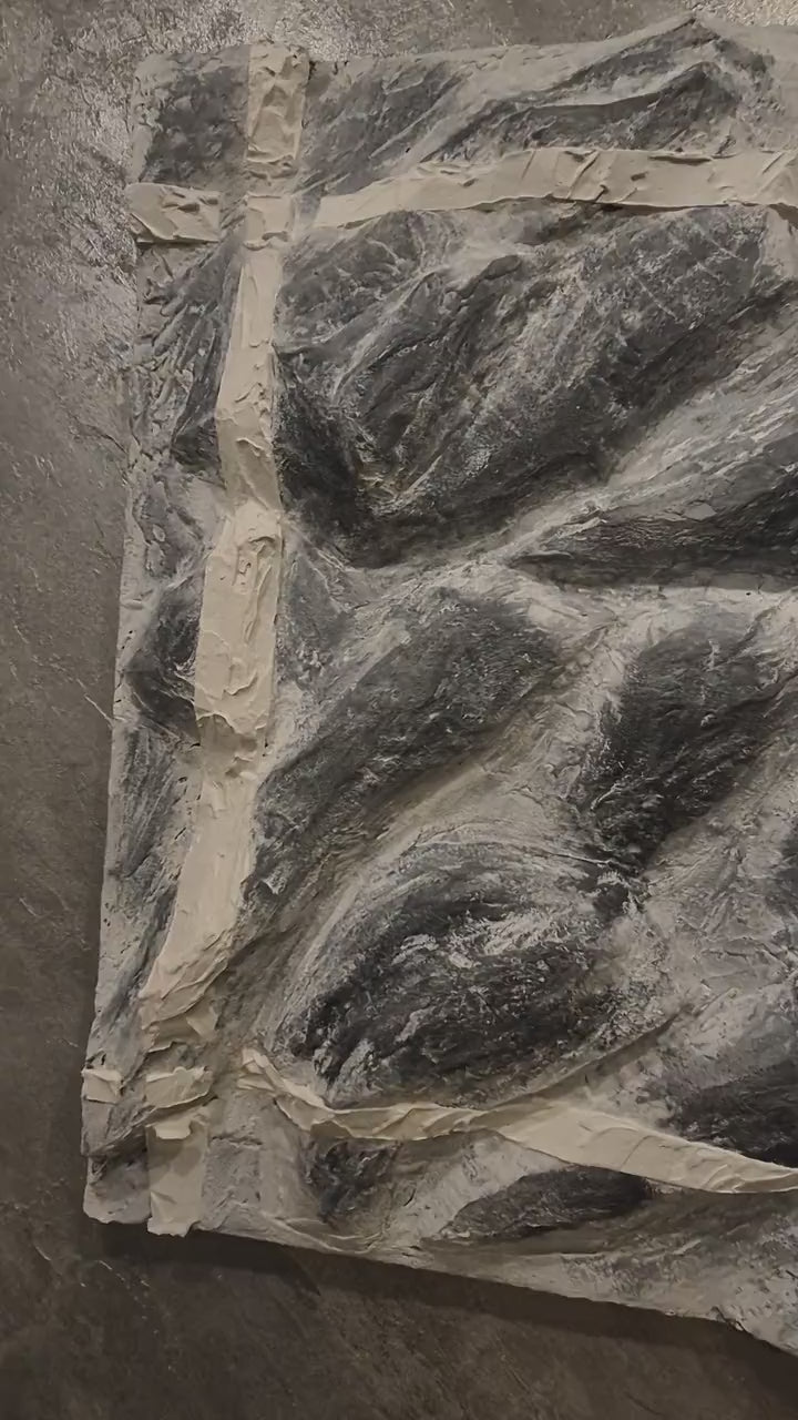 Textured Abstract Wall Art - Concrete Painting on Canvas, Modern Home Decor, Handmade 80x60 cm