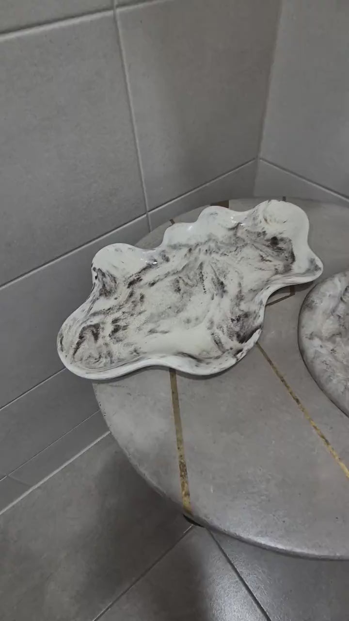 Handmade Marble Look Tray Set | Concrete Jewelry Dish