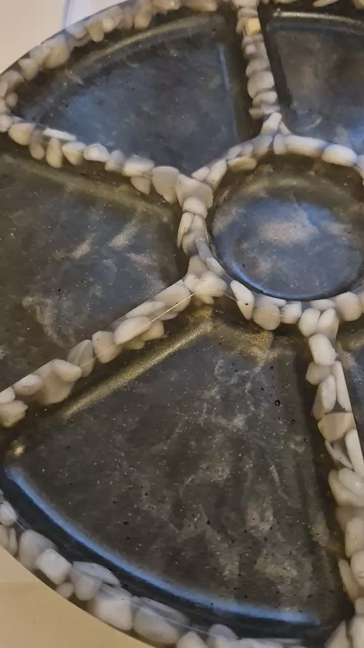 Handcrafted Marble Serving Dish with Sea Pebble Inserts